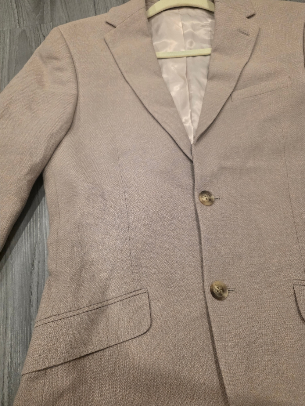 TOPMAN Men's Skinny Blazer Cotton Linen Jacket Stone 34R NWT $167 - Picture 4 of 16